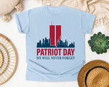 Patriot Day We Will Never Forget Red graphic tee in Chambray