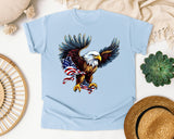 Bald Eagle With Flag graphic tee in Chambray