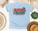 Blessed Teacher Grey graphic tee in Chambray