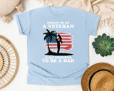 Proud To Be A Veteran Even Prouder To Be A Dad graphic tee in Chambray