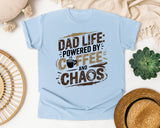 Dad Life Powered By Coffee And Chaos Grey graphic tee in Chambray