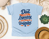 Dad Jokes Legendary Patience Unlimited Navy graphic tee in Chambray