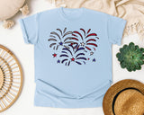 Patriotic Fireworks Burst graphic tee in Chambray