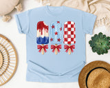 Patriotic Popsicles With Bows graphic tee in Chambray