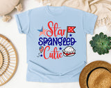 Star Spangled Cutie Red graphic tee in Chambray