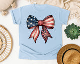 American Flag Bow graphic tee in Chambray