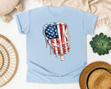 Dripping Flag Popsicle graphic tee in Chambray