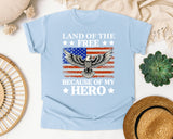 Land Of The Free Because Of My Hero graphic tee in Chambray
