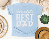 World's Best Dad White graphic tee in Chambray