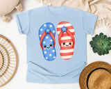 Patriotic Flip Flops graphic tee in Chambray