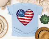 American Flag Heart Red 3 graphic tee in Chambray