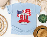We Will Never Forget Patriot Day Red graphic tee in Chambray