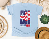A Day In A Year Remembered All graphic tee in Chambray
