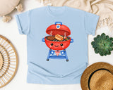 Patriotic Barbecue Grill graphic tee in Chambray