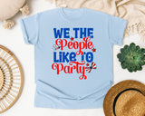 We The People Like To Party Blue graphic tee in Chambray
