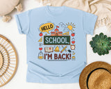 Hello School Im Back graphic tee in Chambray