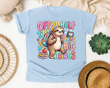 Off To Help Tiny Humans Do Big Things Sloth graphic tee in Chambray