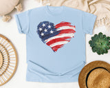 American Flag Heart Red 2 graphic tee in Chambray
