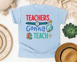Teachers Gonna Teach Globe graphic tee in Chambray