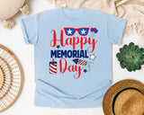 Happy Memorial Day Red graphic tee in Chambray