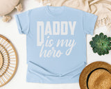 Daddy Is My Hero White 3 graphic tee in Chambray