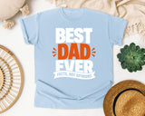 Best Dad Ever Facts Not Opinions White graphic tee in Chambray