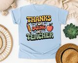 Thanks For Being My Teacher White graphic tee in Chambray
