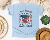Stars Stripes And Sea Tides Grey 2 graphic tee in Chambray