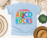 Learning ABCD Rocks graphic tee in Chambray