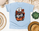 Dad Bod Grill God Brown graphic tee in Chambray