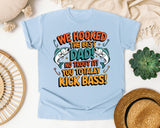 We Hooked The Best Dad graphic tee in Chambray