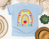 First Grade Rainbow graphic tee in Chambray