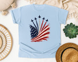 American Flag Firework Burst graphic tee in Chambray