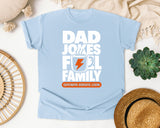 Dad Jokes Fuel Family White graphic tee in Chambray