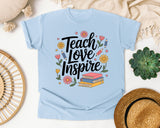 Teach Love Inspire Floral graphic tee in Chambray