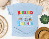 Blessed Teacher Arrow graphic tee in Chambray