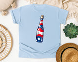 Patriotic Champagne Bottle graphic tee in Chambray