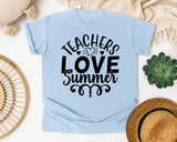 Teachers Love Summer graphic tee in Chambray