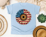 American Flag Sunflower graphic tee in Chambray