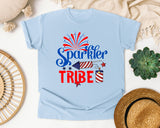 Sparkler Tribe graphic tee in Chambray
