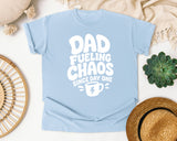 Dad Fueling Chaos Since Day One White graphic tee in Chambray