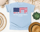 We Will Never Forget Navy 2 graphic tee in Chambray