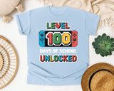 Level 100 Days Of School Unlocked graphic tee in Chambray