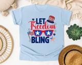 Let Freedom Bling Navy graphic tee in Chambray