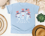 Patriotic Skeleton Trio White graphic tee in Chambray