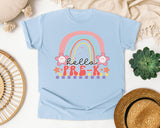 Hello Pre-K Rainbow graphic tee in Chambray