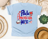 All American Wife graphic tee in Chambray