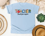 Teacher Teach Love Inspire graphic tee in Chambray