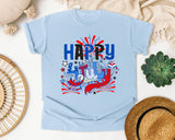 Happy 4th July graphic tee in Chambray