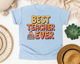 Best Teacher Ever Orange graphic tee in Chambray